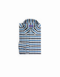 Patrick Hellmann Collection White Blue Shirt With Checks Gingham Pattern thumbnail